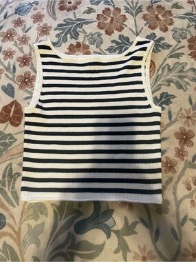 Song of Style Black and White Striped Ribbed Knit Top